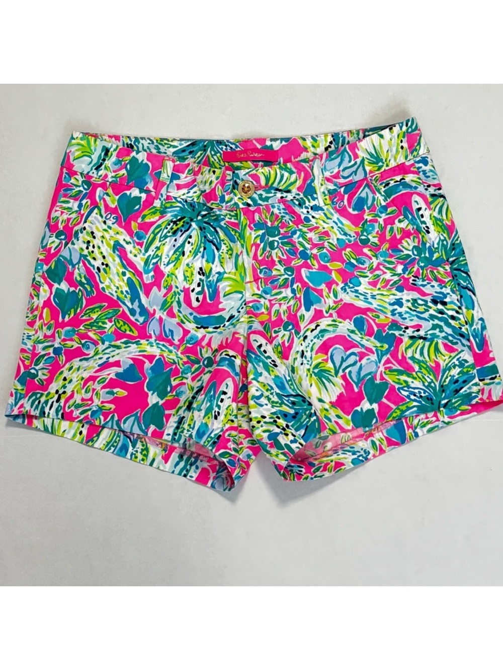 💖Lilly Pulitzer Pink Tropical Print High-Waist Shorts💖